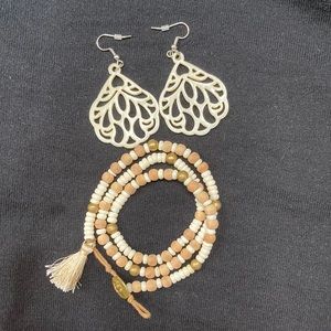 Bundle of Noonday Calypso earrings and Dune Wrap bracelet! EUC